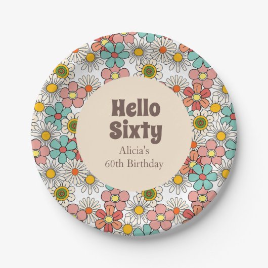 Hallo Bord Retro Hippie Groovy Flower (Voorkant)