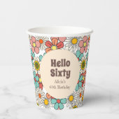 Hallo Bord Retro Hippie Groovy Flower Papieren Bekers (Achterkant)