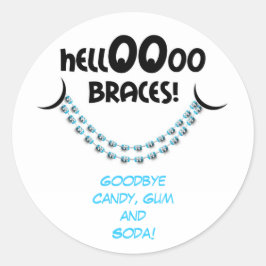 hallo Braces Blue Orthodontist Patiëntenherinnerin Ronde Sticker