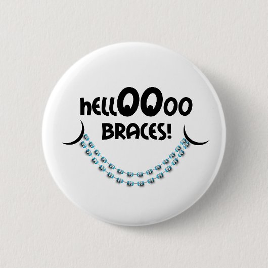 hallo Braces Blue Ronde Button 5,7 Cm (Voorkant)