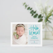 hallo Briefkaart Wereld Editable Color Announcemen (Staand voorkant)