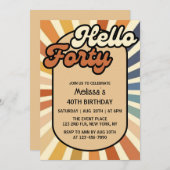 Hallo Bruine Retro Sun Groovy Wave Verjaardag Kaart (Voorkant / Achterkant)