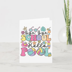 Hallo Bye Bye School Zwembad Zomer Break Grappig T Kaart
