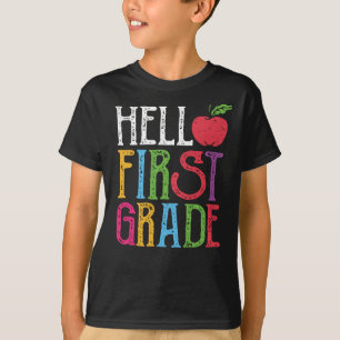 Hallo cadeau voor leerling in de eerste klas op de t-shirt