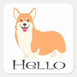 Hallo Cartoon Pembroke Welsh Corgi Vierkante Sticker