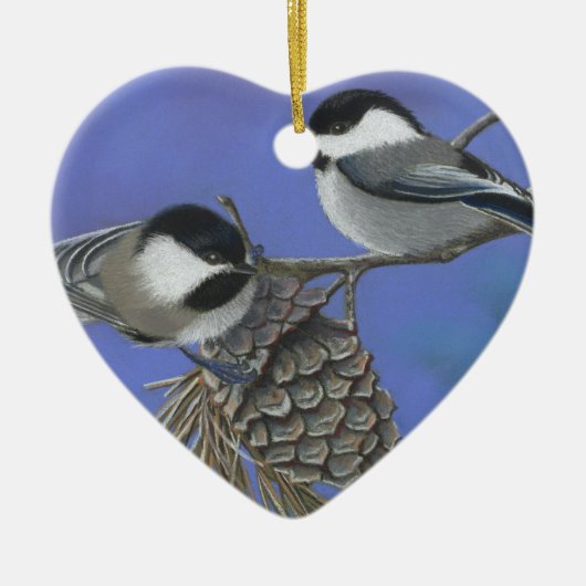 hallo Chickadees Keramisch Ornament (Voorkant)