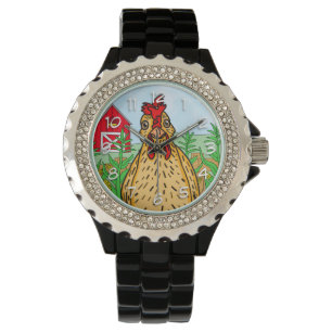 hallo Chicken   Kute Cartoon tekening Horloge