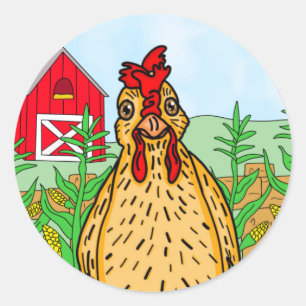 hallo Chicken   Kute Cartoon tekening Ronde Sticker