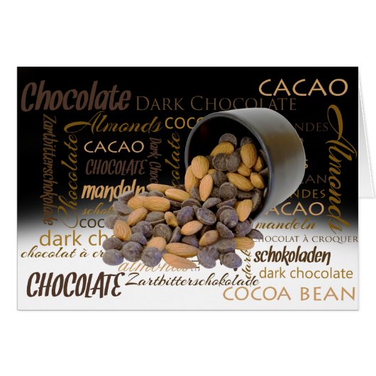 Hallo Chocolade Stukjes en Amandelen Woordwolk (Voorkant Horizontaal)
