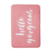 hallo | Coral Pink & White Typografie Badmat (Voorkant Verticaal)