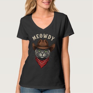 Hallo Cowboy Kat Western Grappige Koehandschoen Ki T-shirt