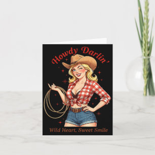 Hallo Cowgirl Moederdag Westers Retro Kaart