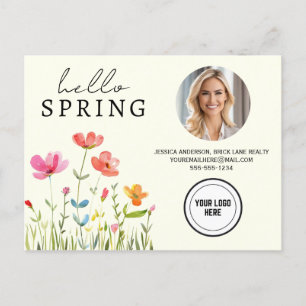 Hallo Crème Spring Floral Real Estate Professional Briefkaart