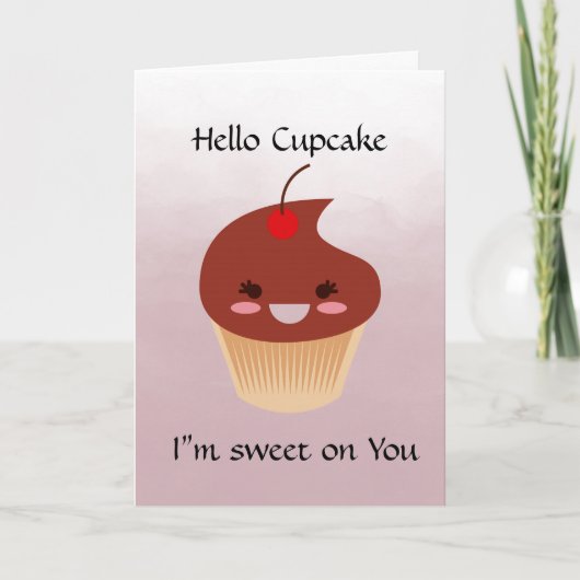 Hallo Cupcake Wenskaart Waterverf Kaart (Voorkant)
