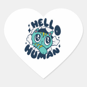 hallo Cute Cat Hart Sticker