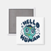 hallo Cute Cat Magneet (Voorkant / Achterkant)