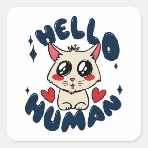 hallo Cute Cat Vierkante Sticker