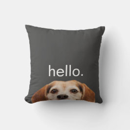 hallo Cute Funny Smiling Beagle Dog Modern Grey Kussen