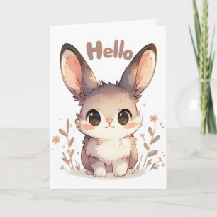 Hallo Cute Konijn Anime Feestdagen Kaart