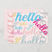 hallo Cute Pastel Typography Briefkaart (Voorkant / Achterkant)