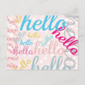 hallo Cute Pastel Typography Briefkaart (Voorkant)