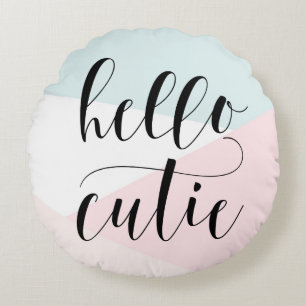 Hallo CUTIE Moderne kalligrafie Blush geometrisch Rond Kussen