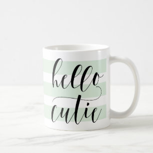 Hallo CUTIE Moderne kalligrafie Mint Stripes Koffiemok