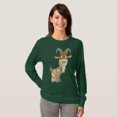 "Hallo daar!" Cute Cartoon Goat Women T-Shirt (Voorkant volledig)
