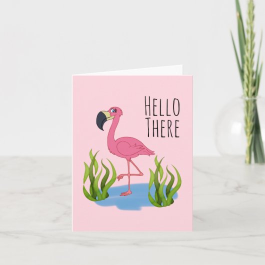 hallo daar Flamingo (4,25 x 5,5 inch) envelop inc. Kaart (Voorkant)