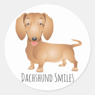 Hallo Dachshund Puppy Dog Glimlacht, Ronde Sticker