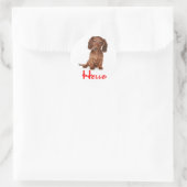 Hallo Dachshund Puppy Dog Sticker / Label (Tas)