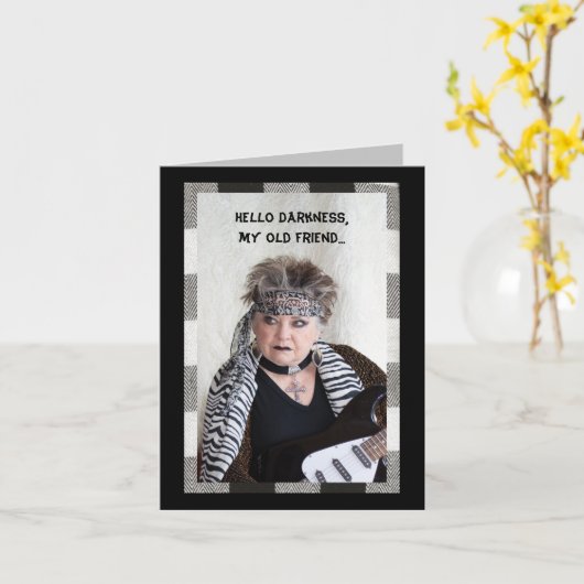 hallo Darkness, mijn oude vriend grappige kaart (Gele Bloem)