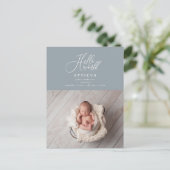 hallo de geboorteaankondiging van het wereldscript aankondigingskaart (Staand voorkant)