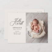 hallo de geboorteaankondiging van het wereldscript aankondigingskaart (Voorkant / Achterkant)