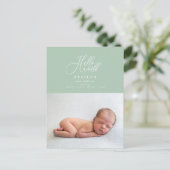 hallo de geboorteaankondiging van het wereldscript aankondigingskaart (Staand voorkant)