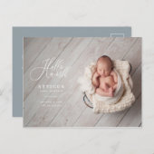 hallo de geboorteaankondiging van het wereldscript aankondigingskaart (Voorkant / Achterkant)