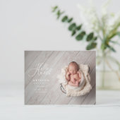 hallo de geboorteaankondiging van het wereldscript aankondigingskaart (Staand voorkant)