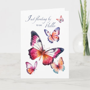 Hallo, denkend aan jou met watercolor vlinders kaart