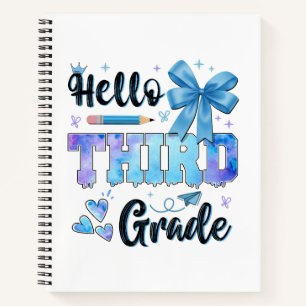 Hallo Derde Klas Eerste Dag Van School Coquette Notitieboek