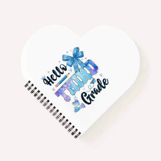 Hallo Derde Klas Eerste Dag Van School Coquette  Notitieboek (Voorkant)