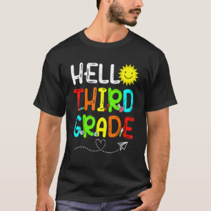 hallo derde klas eerste schooldag terug naar schoo t-shirt