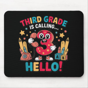 Hallo Derde klas Shirt - meisjes 3e klas outfit, Muismat