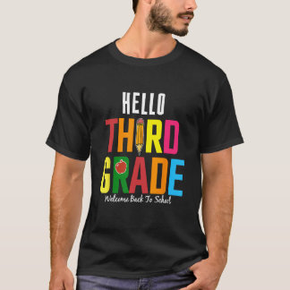 Hallo Derde klas studenten terug naar school 3e Af T-shirt