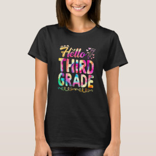 Hallo Derde Klas Tie Dye Eerste Dag Schattig Terug T-shirt