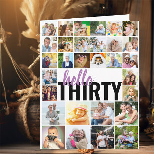 Hallo Dertig 30 Foto's Raster Collage Grote Verjaa Kaart