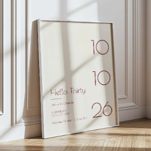 Hallo Dertig Minimal Modern 30ste Verjaardag Poster