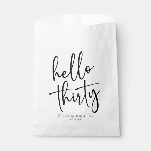 Hallo Dertig minimalistisch 30e verjaardagsfeestje Bedankzakje (Voorkant)