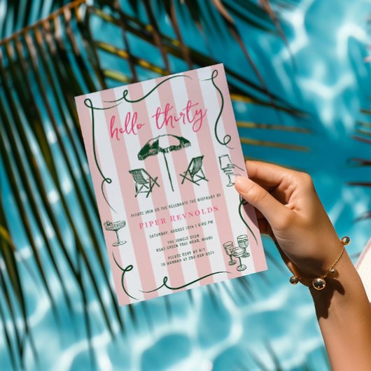 Hallo Dertig | Modern Roze Script 30ste Kaart