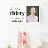 Hallo Dertig moderne 30e verjaardag foto Spandoek (Insitu)