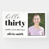 Hallo Dertig moderne 30e verjaardag foto Spandoek (Horizontaal)